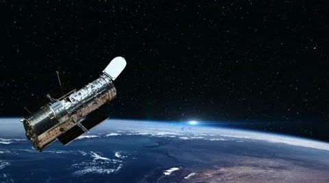 Hubble Space Telescope Passing Over Earth, HD 스톡 동영상 35687370
