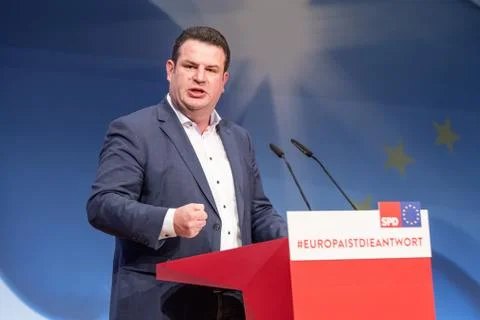 Hubertus Heil speaking at the SPD debate camp in November 2018 Stock Photos