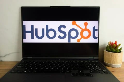 HubSpot software products developer logo on laptop Stock Photos
