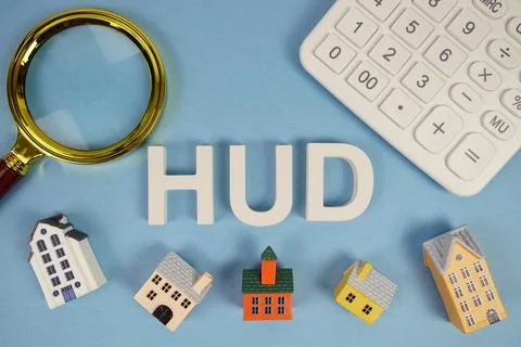 HUD abbreviation of Planned Unit Development alphabet letters with house mo.. Foto stock