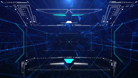 HUD aerial view explorer flying and tracking security system technology. Stock Footage 271363860