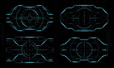 HUD aim control target frames, UI interface screen Stock Illustration