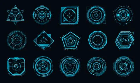 HUD aim control target panel and compass frame Stock Illustration