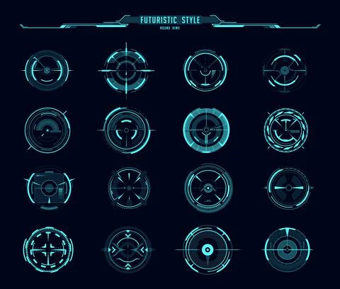 HUD aim control target round frames, ui interface イラスト素材