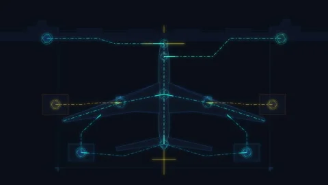Hud airplane interface loop animation with sci-fi elements Stock Footage 346548799