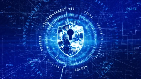 HUD and Shield Icon of Cyber Security. Digital Data Network Protection. High- Video stock 128017289