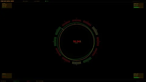 Hud animation displaying circular control metrics and data readouts in real.. Stock Footage 328436080
