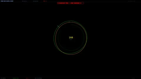 Hud animation displaying a circular graphic with a numerical readout at the.. Stock Footage 328435485