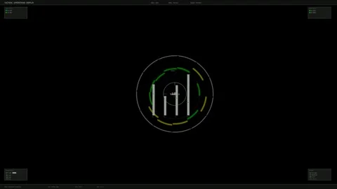 Hud animation displaying tactical information and alerts during a simulated.. Stock Footage 328436066