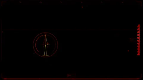 Hud animation displays data points and signal strength with red graphics on.. 스톡 동영상 328435595