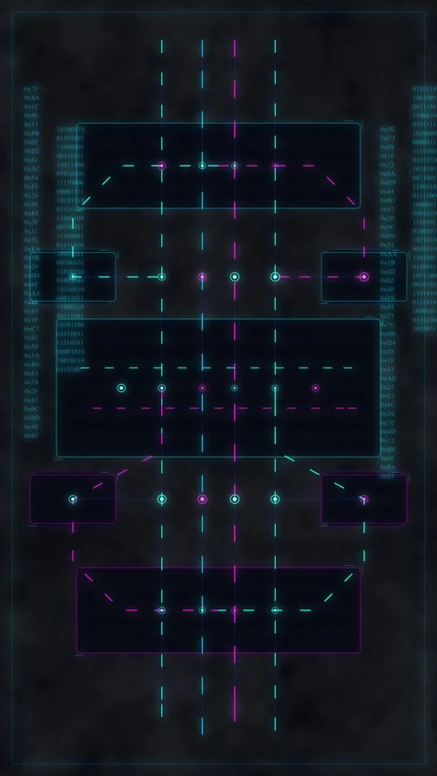 Hud animation loop with digital interface, cyberpunk grid, technology Stock Footage 346634999
