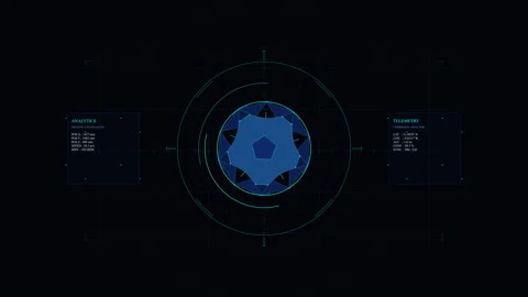 Hud animation loop, futuristic interface, blue circle, tech data display 스톡 동영상 346541826