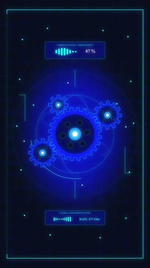 Hud animation loop, futuristic interface, blue digital technology Stock Footage 346543971
