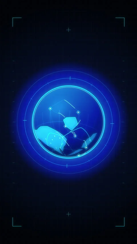 Hud animation radar interface scifi digital tech screen cyber blue loop Stock Footage 346870475