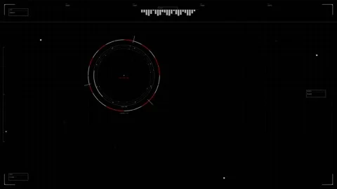 Hud animation showing circular design and alert symbol in black and red col.. Stock Footage 328434786