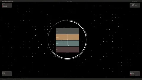Hud animation showing data and metrics in a space operations center with a .. Stock Footage 328436069