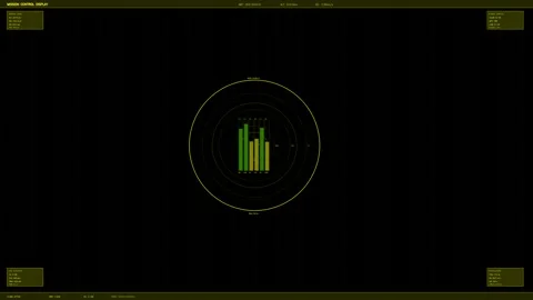 Hud animation showing data on a control display for monitoring mission acti.. Stock Footage 328436604