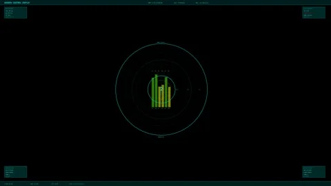 Hud animation showing data visualization with graphs and readings at variou.. Stock Footage 328435546