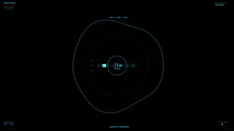 Hud animation showing error facts and quantum processor details in a futuri.. Stock Footage 328434986