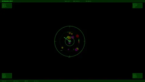 Hud animation showing radar display with colorful data points and navigatio.. Stock Footage 328435588