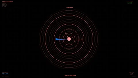 Hud animation showing system parameters and interference patterns in a quan.. Stock Footage 328436309