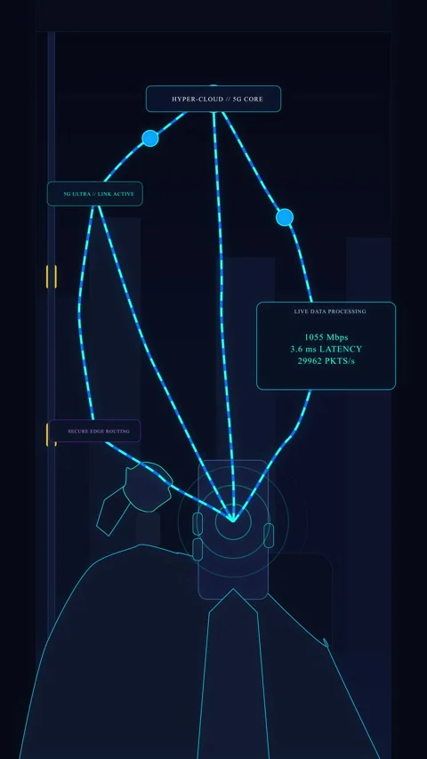 Hud animation showing tech interface with glowing blue lines and data Stock Footage 346548854