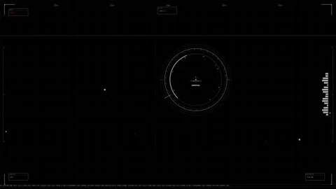 Hud animation showing various elements including circles and lines in a dar.. Stock Footage 328436260