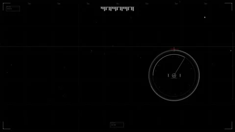 Hud animation shows a circular interface with elements moving on a black ba.. Stock Footage 328436651