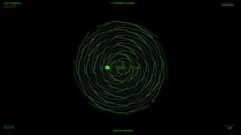Hud animation shows data flow in a quantum processor during an experiment r.. Stock Footage 328436658