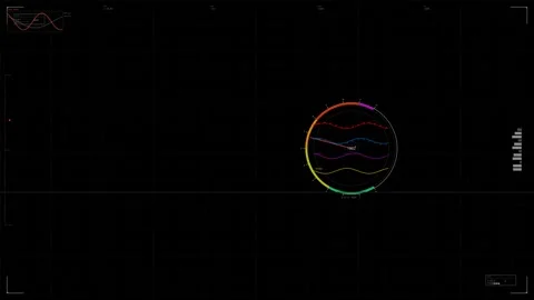 Hud animation for web designer in sci fi space with graphs, charts, and Stock Footage 331348911