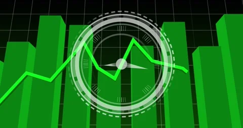 HUD appearing, centering triggers neon line drawing across 3D bars, rings Stock Footage 330192416
