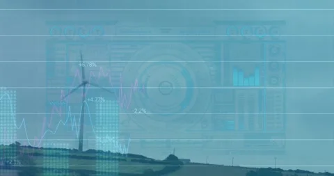 HUD appearing as data arriving, circle growing, bars rising, line climbing, Stock Footage 330195541