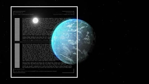 HUD appearing, overlay loading and bars filling while planet rotating showing Stock Footage 320916276
