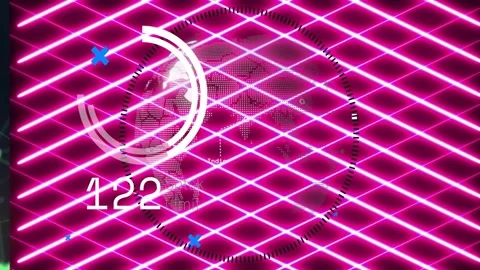 HUD appearing starts dotted globe turning, ring filling, count climbing to Stock Footage 328396731