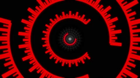 HUD Arc Audio Reactive Equalizer Tribal Red Large VJ Loop Animation 01 Video stock 159612843