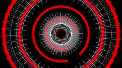 HUD Arc Offset C Audio Reactive Equalizer Red VJ Loop Animation 01 Video stock 224625249