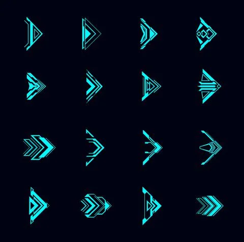Hud arrows, futuristic navigation pointers set イラスト素材