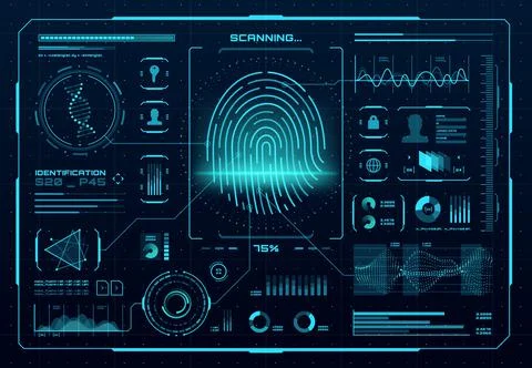 HUD biometric access control interface fingerprint Stock Illustration