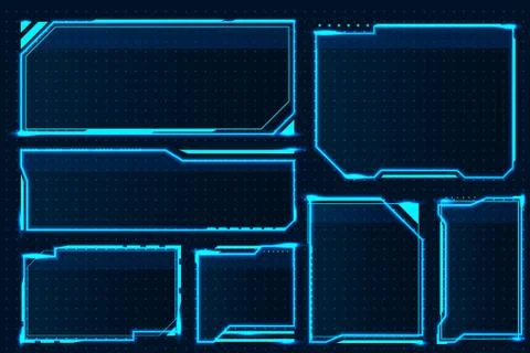 HUD box. Abstract game screen elements, futuristic technology interface frame Illustrazione stock