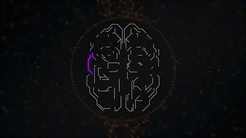 HUD brain data. Futuristic digital frame of the brain structure with electric Stock Footage 125960422