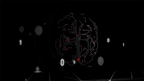 HUD brain data. Futuristic digital frame of the brain structure with red impuses Stock Illustration
