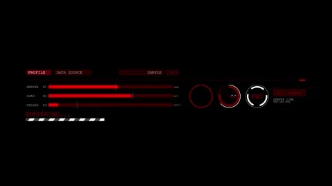 HUD buffering and data source checking element - red progress bar Stock Footage 243661559