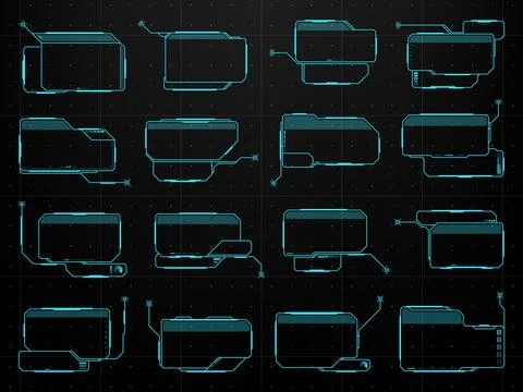 Hud callout titles, interface digital info boxes Stock Illustration