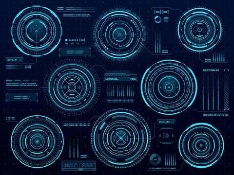 HUD circle data infographic, data screen dashboard Stock Illustration