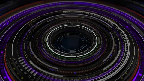 Hud circle elements 3D technology UI Sci Fi HUD pattern camera lens emitting Stock Footage 267032674