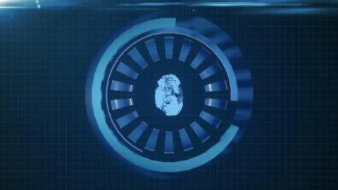 HUD circle interface with different glowing blue elements Stock Illustration