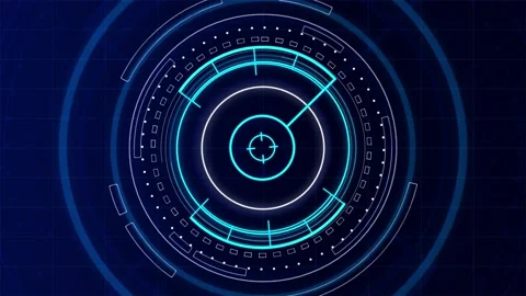 HUD circle interfaces. circle radar Scanning for targets blue space on black Stock Footage 161876375
