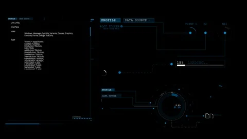 HUD circle interfaces with data load alpha channel Stock Footage 98612206