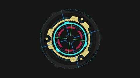 HUD circle interfaces, futuristic display, loading target, intro. 3D animatio Stock Illustration
