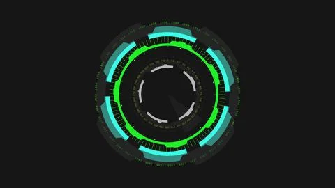 HUD circle interfaces, futuristic display, loading target, intro. 3D animatio Stock Illustration